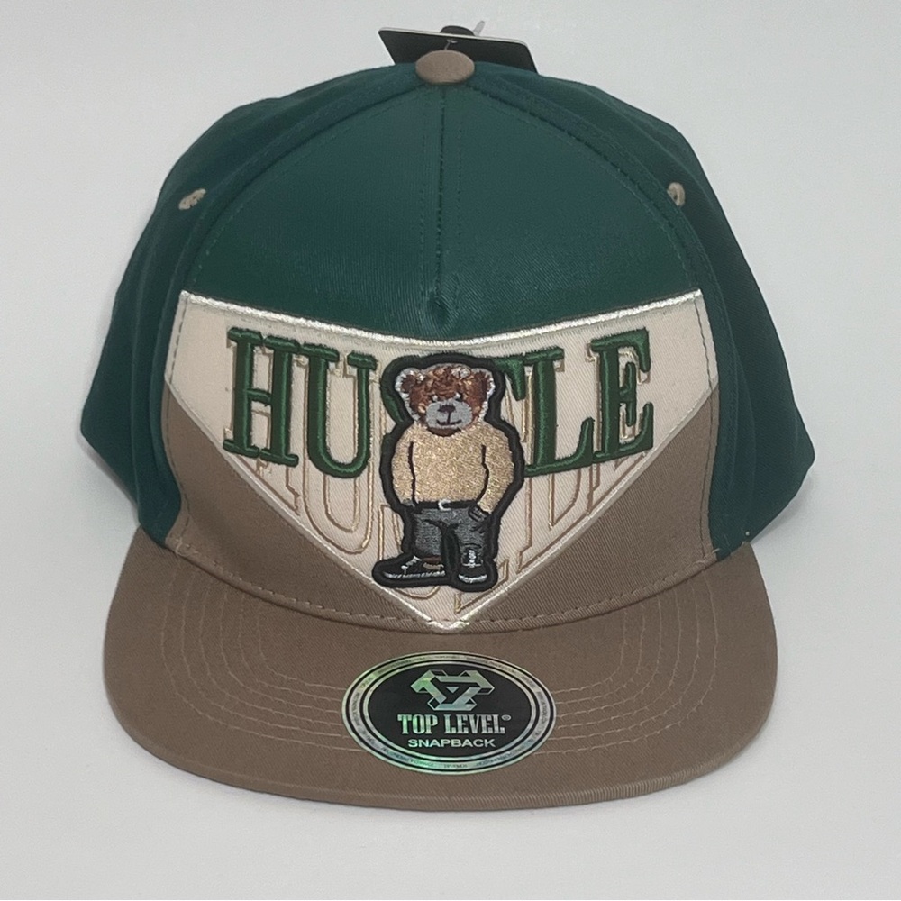 Top Level Hustle Bear SnapBack Cap‎ Hat Embroidered Flat Bill Print New
